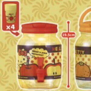 New Sanrio Hello Kitty Apple Design Water Dispenser 19.5cm with 4 cups Japan